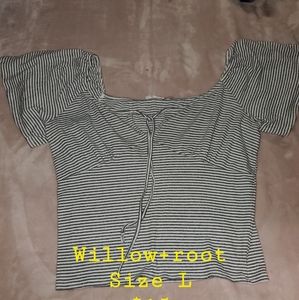 Willow+root top- black and white stripes- Size XL
